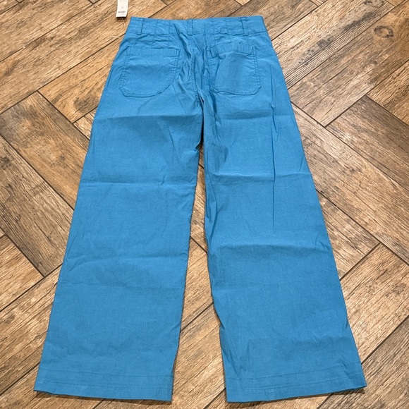Anthropologie Maeve The Colette Cropped Wide Leg Pants Linen Sky Blue 30 NEW - Picture 7 of 7